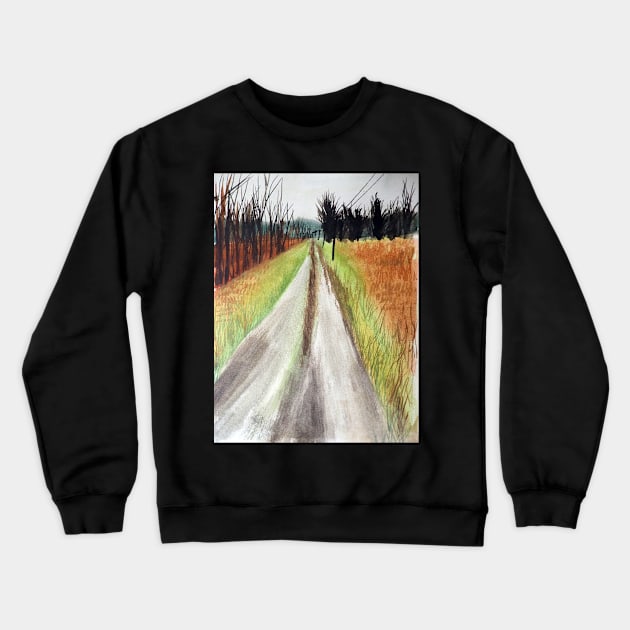 Country Landscape Watercolor Crewneck Sweatshirt by julyperson